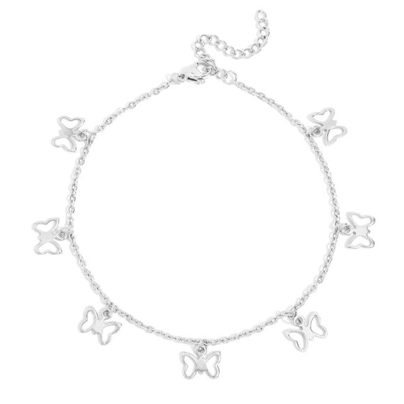 Silver Butterfly Anklet - Waterproof, Tarnish-free, Hypoallergenic - Summer Luxe - Picture 1 of 4
